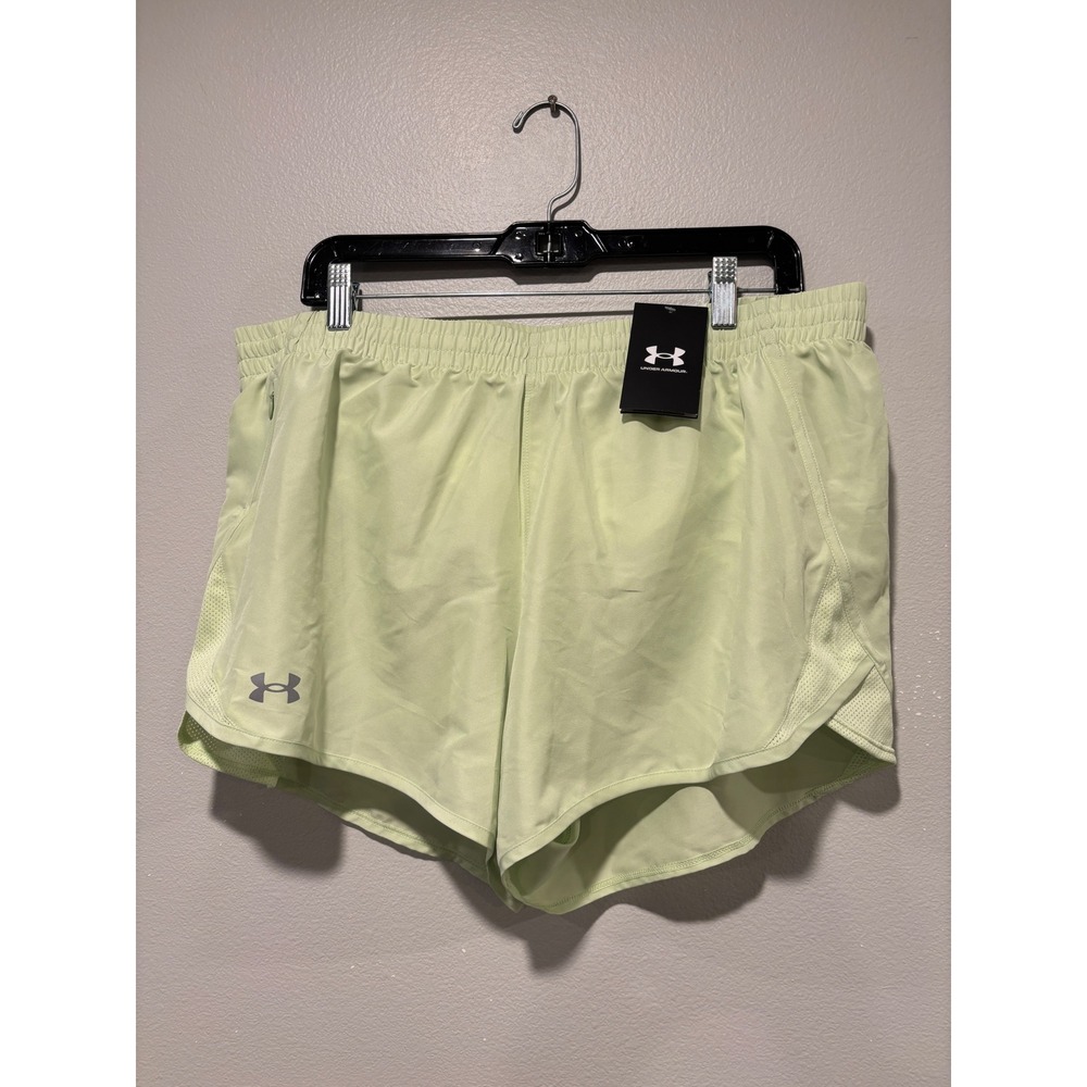 Under Armour Womens Fly By 3" Shorts Light Green Running Training XL 1382438-383